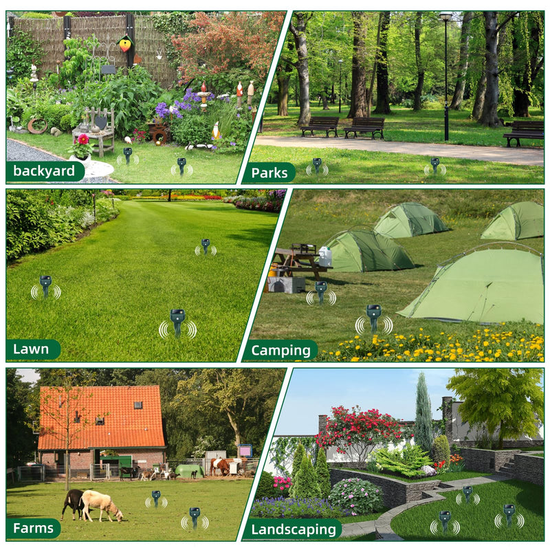 Mole Repellent Solar Powered, 4 Pack Snake & Rabbit Repellent for Yard, IP 65 Waterproof Ultrasonic Deterrent Stakes, Get Rid for Armadillo, Gopher, Vole, Chipmunk, Deer, Groundhog for Lawns Garden 1 Count (Pack of 4) - PawsPlanet Australia