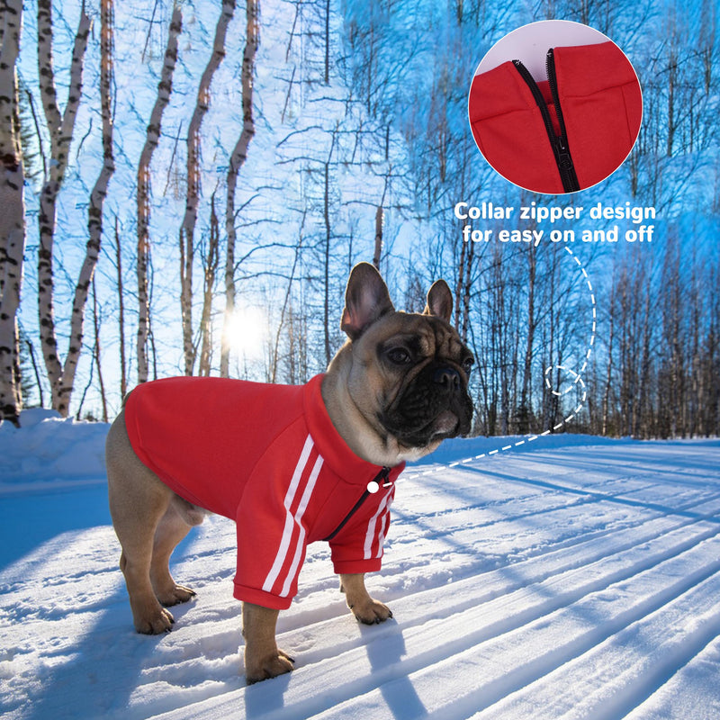 PUMYPOREITY Dog Hoodie for French Bulldog, Pullover Stretchy Dog Hoodies for Frenchie, Soft Dog Sweatshirts, Frenchie Clothes for Cold Weather, Red, L Large - PawsPlanet Australia