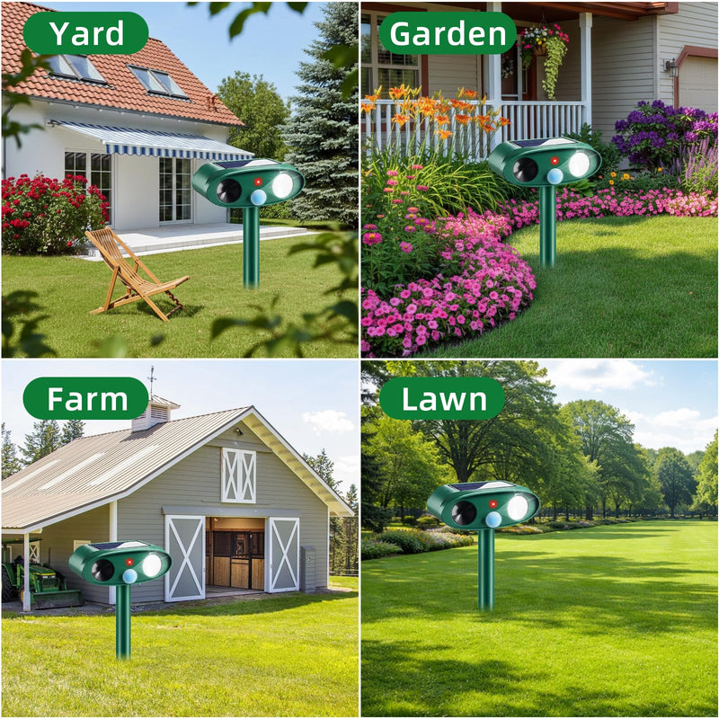 2026 Solar Ultrasonic Animal Repellent Outdoor Cat Deterrent Deer Repellent Devices Dog Repeller with Motion Sensor & Strobe Light & Usb Charging Deterrent Rabbit Squirrel Skunk Racoon for Yard Garden 2 Acrylonitrile Butadiene Styrene (ABS) - PawsPlanet Australia