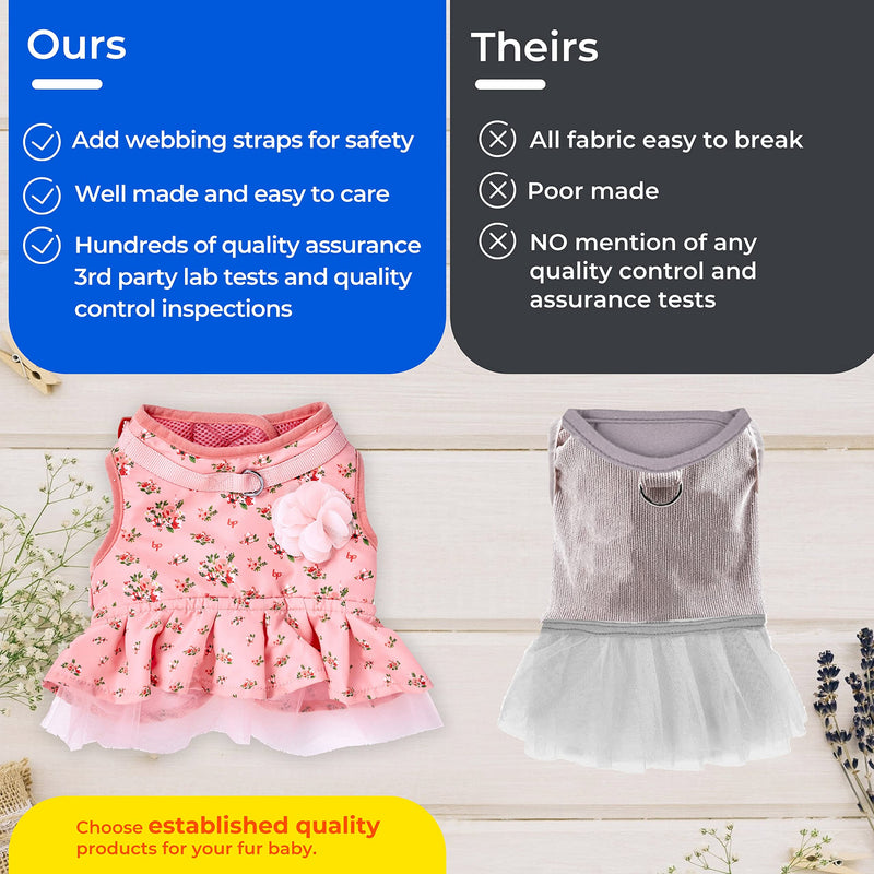 Blueberry Pet Soft & Comfy Floral No Pull Mesh Dog Harness, X-Small, Rose Baby Pink, Dress Harness for Dogs Girl, Small Dog Vest Harness, Fashionable for Puppy Owners X-Small (Pack of 1) - PawsPlanet Australia