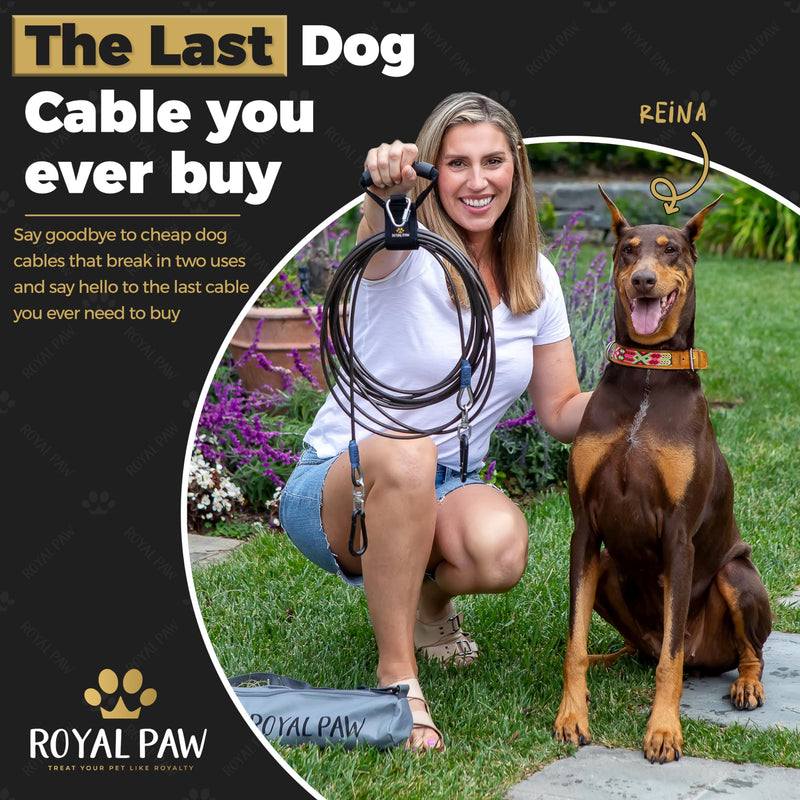 Dog Tie Out Cable - Tie Out Cable for Dogs (up to 300 lbs) - Use Dog Tie-Outs & Stakes for Outside - Best Heavy Duty Dog Leash for Large Dogs (10ft - Black Onyx) L/XL - 10ft - PawsPlanet Australia