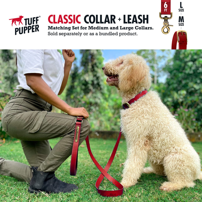 Tuff Pupper Classic Heavy Duty Dog Collar | 10x Stronger Than Leather | 100% Waterproof & Odor Proof Dog Collar | Tough Rust-Proof All Metal Hardware Crimson Red Medium (15 - 19" Neck) - PawsPlanet Australia