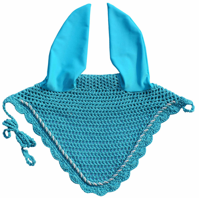 Elegant Horse Ear Bonnet, Fly Veil & Fly Mask – Superior Fly Protection with Style and Comfort for Every Ride (Teal, Pony)