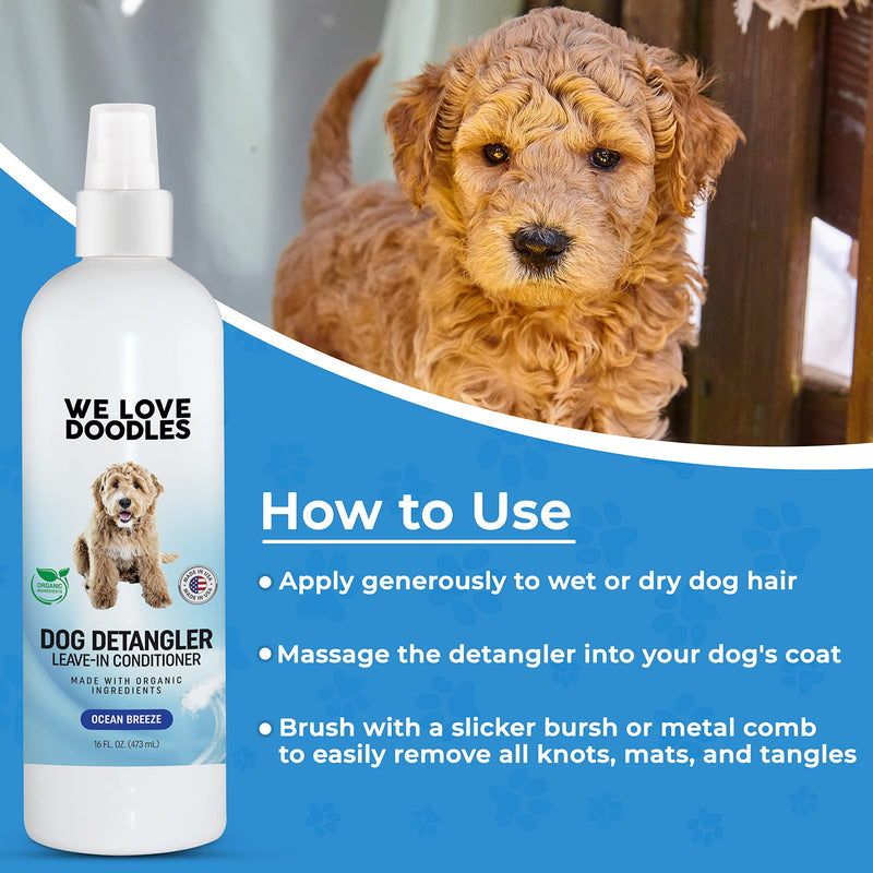 We Love Doodles Large Dog Slicker Brush & Ocean Breeze Detangler Spray Bundle - Goldendoodle Brush & Goldendoodle Spray Kit - Made in USA - PawsPlanet Australia
