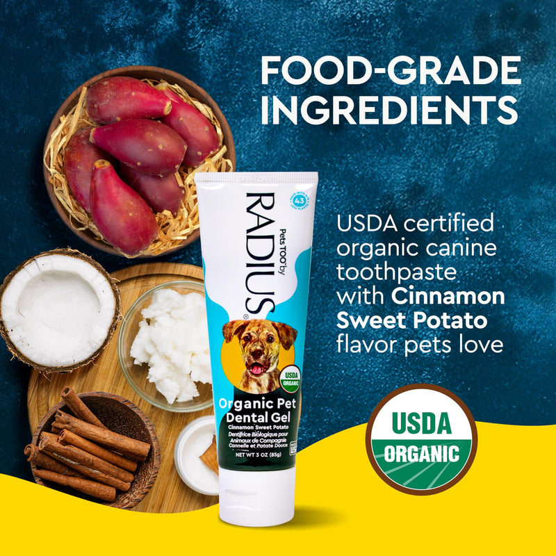RADIUS Canine Pet Toothpaste, Cinnamon Sweet Potato, 3 oz, Non-Toxic Toothpaste for Dogs, Designed to Clean Teeth, Help Prevent Tartar, & Remove Plaque, Xylitol Free, Pack of 2 3 Ounce (Pack of 2)