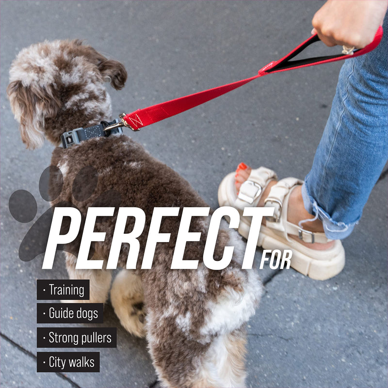 Leashboss Short Dog Leash for Dog Training | Padded Traffic Handle Short Leash for Dog Training, Total Comfort when Dog Walking | Traffic Leash for Dogs Large, Medium, Small | Short Nylon Dog Lead 12 Inch Black - PawsPlanet Australia