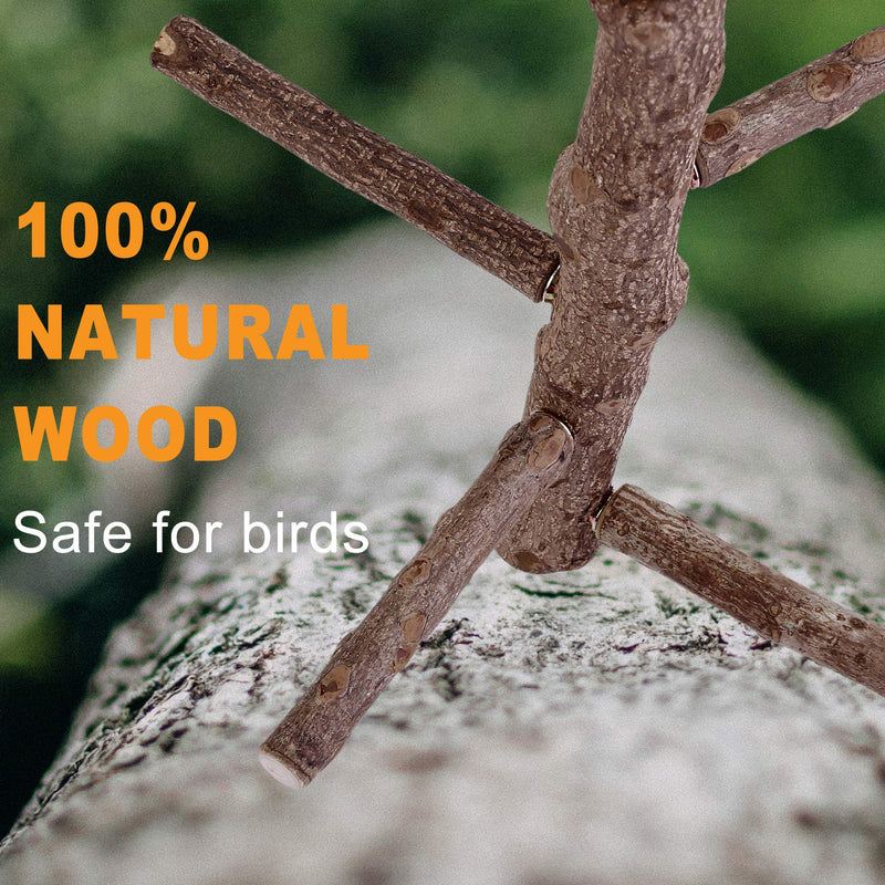Bird Perch Stand Toy, Natural Wood Parrot Perch Bird Cage Branch Perch Accessories for Parakeets Cockatiels Conures Macaws Finches Love Birds (M: 10" Length) M: 10" Length - PawsPlanet Australia