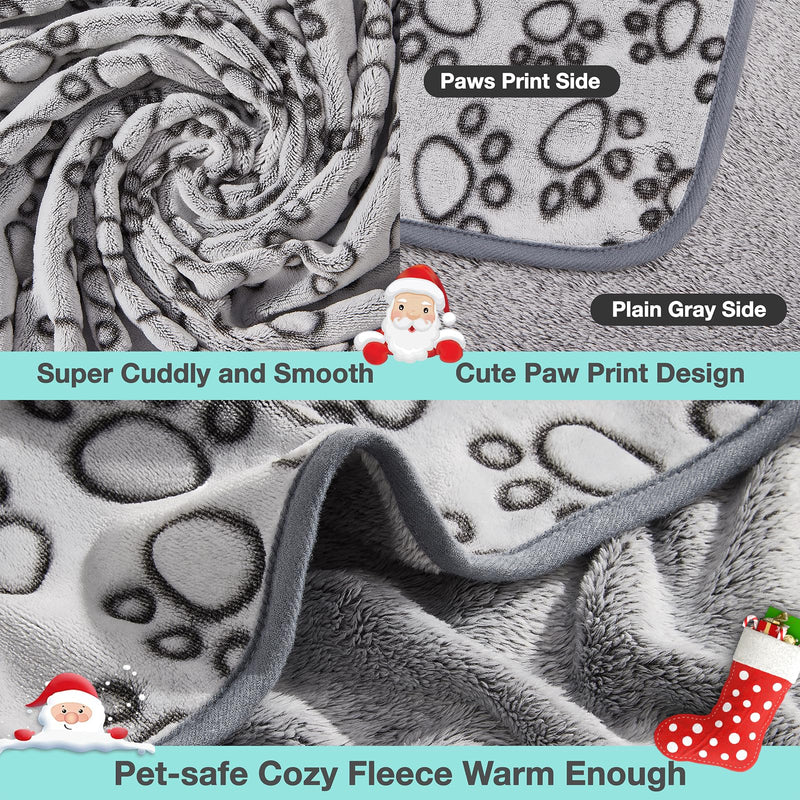 Stuffed Premium Soft Dog Blanket, with Flannel Grey Cute Paw Print, 43 * 66 inches, Cat Blanket Puppy Supplies Dog Products Stuff Essentials 42x66 inches - PawsPlanet Australia