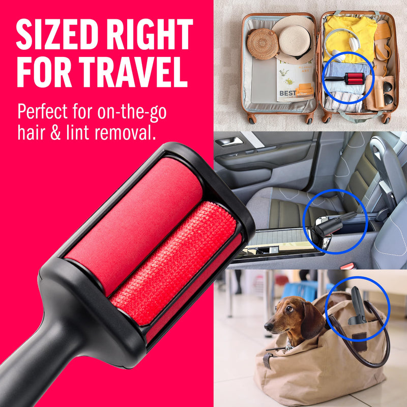 Chom Chom Roller Pet Hair Remover and Mini Reusable Lint Roller - ChomChom Cat and Dog Hair Remover for Furniture, Couch, Carpet + Mini ChomChom for Clothes - PawsPlanet Australia