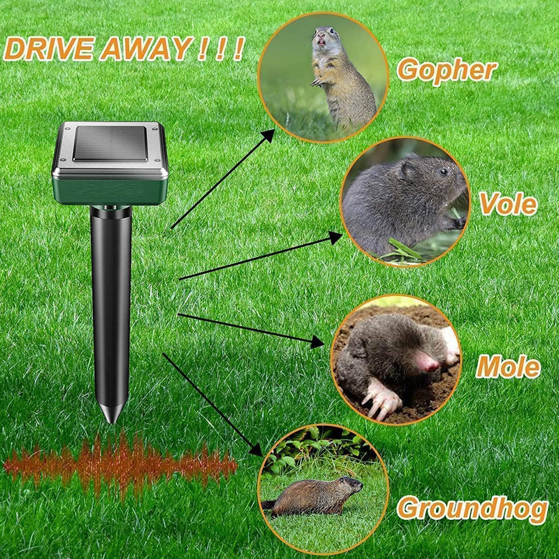 8 Pack Mole Repellent Solar Powered Sonic Mole Deterrent Spikes, Snake Gopher Vole Repellent for Lawn Garden & Yard Gopher Deterrent, Groundhog Repeller 8 Packs Green New - PawsPlanet Australia
