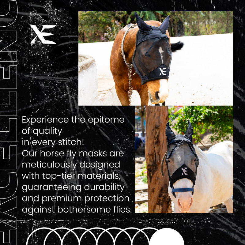 XE Horse Fly Mask with Ears –Breathable Mesh Horse Mask for UV Protection and Equine Fly, Standard Equestrian Pink Horse Fly Mask (Black, Extra Full (XL)) Extra Full (XL) Black - PawsPlanet Australia