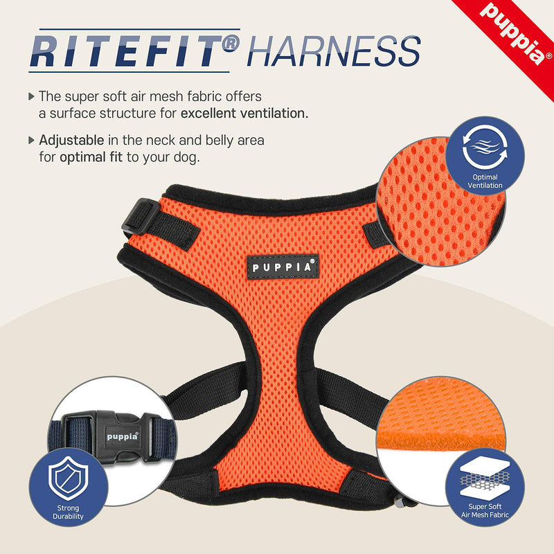 Authentic Puppia RiteFit Harness with Adjustable Neck, Black, Large - PawsPlanet Australia