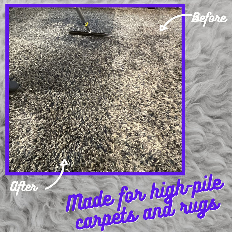 Room Groom PET Carpet Rake and Groomer with Telescoping 54 Inch Adjustable Handle, Rugs, and Artificial Turf, Purple Grip, Black/Purple - PawsPlanet Australia