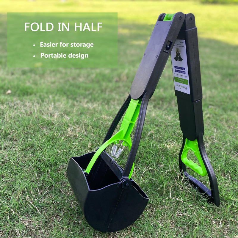 32" Pooper Scooper for Large Medium Small Dogs with Bag Attachment, Extra Long Handle Heavy Duty with 30 Dog Poop Bags & 1 Dispenser Poop Scoop, Foldable Dog Poop Picker Upper for Yard - PawsPlanet Australia