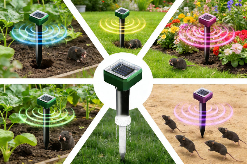 Mole Repellent 10 Pack, Animal Repeller Solar Powered Snake Ultrasonic Gopher Deterrent, Outdoor Waterproof Vole Vibration Stakes,Sonic Spike for Rodent Groundhog Snake Chipmunk