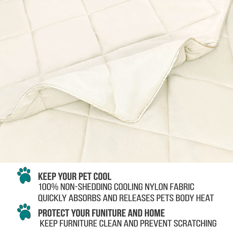 PetAmi Premium Cooling Dog Blanket | Lightweight Fluffy Pet Throw Blanket Bed Cover for Dogs, Cat, Puppies | Pet Blanket Furniture Protector Couch Sofa | Reversible Fuzzy Cozy | 40x60, Beige Latte Beige Cream Large (40x60) - PawsPlanet Australia