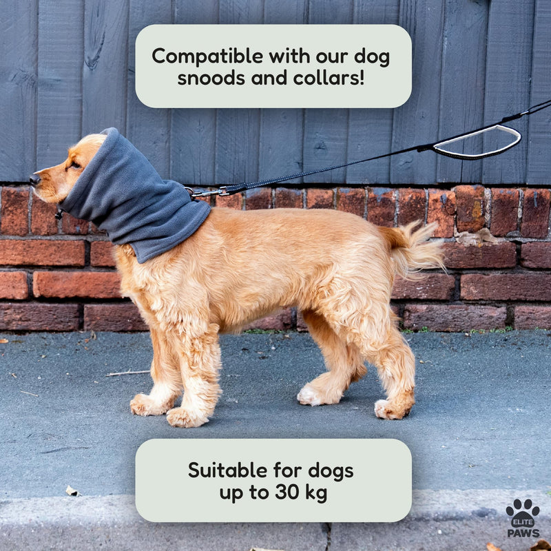 Elite Paws® UK: Double Handle Dog Lead - Strong Pull Training Leash with Padded Handles. Adjustable, Metal Accessories, Anti-Twist, Reflective, For Small, Medium & Large Pets Up To 30kg (Black) Black - PawsPlanet Australia