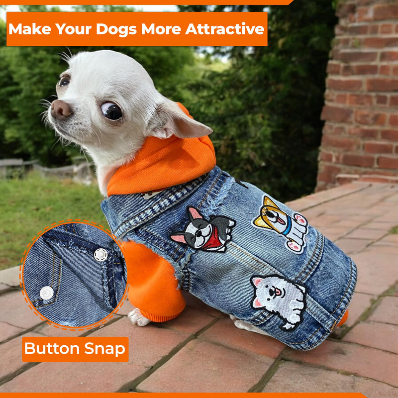 Dog Jean Jacket - Cute Dog Outfits for Small & Medium Pets - Light & Breathable Denim Vest - Stylish Denim Cat Jacket Unique Designs - Easy to Wear & Take Off-Cool Puppy Clothes (X-Small) X-Small - PawsPlanet Australia