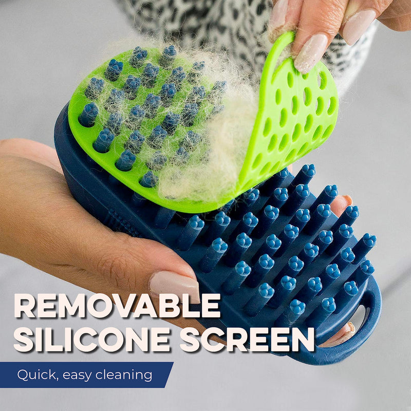 Bonza Cat and Dog Massage Brush, Easy to Clean Bath Brush with Removable Screen, Soft Silicone Bristles are Gentle Grooming on Your Pet, Curry Comb for Washing, Brushing for Medium to Long Haired Pets - PawsPlanet Australia