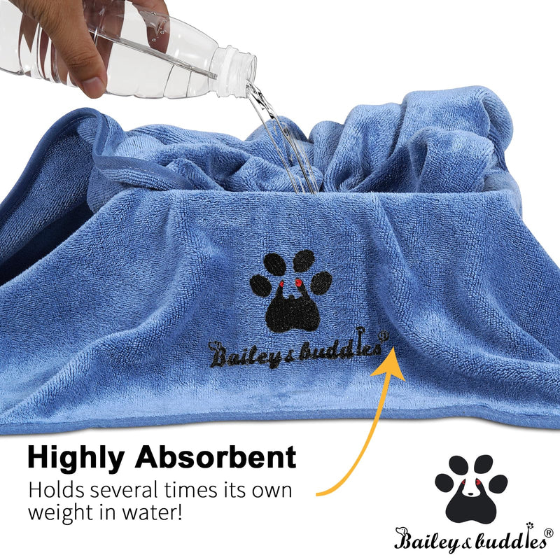 Bailey & buddies Dog Towels – Super Absorbent Microfibre Pet Towel Set (2 Pack, Green & Blue) | Quick Dry, Soft & Durable, 100×50cm for Dogs, Cats & Other Pets