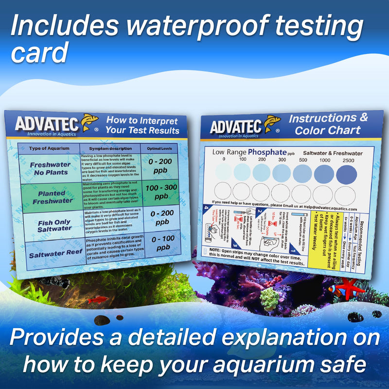 Phosphate Test Strips for Freshwater & Saltwater Fish Tank - Testing Strips for Fresh & Salt Water Aquarium - Lab Grade Water Tester Kit - 25 Count - PawsPlanet Australia