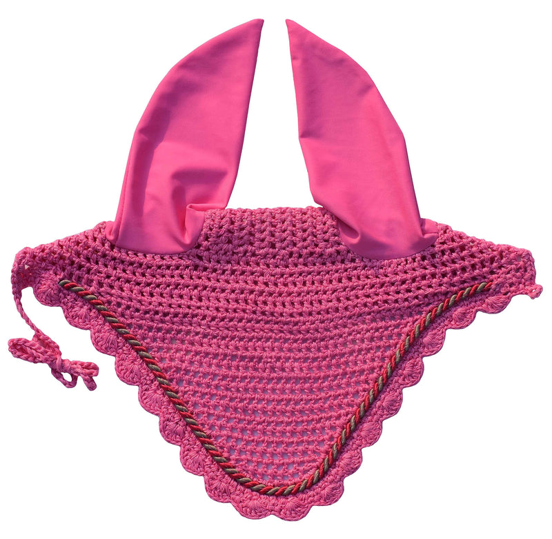 Elegant Horse Ear Bonnet, Fly Veil & Fly Mask – Superior Fly Protection with Style and Comfort for Every Ride (Pink, COB)