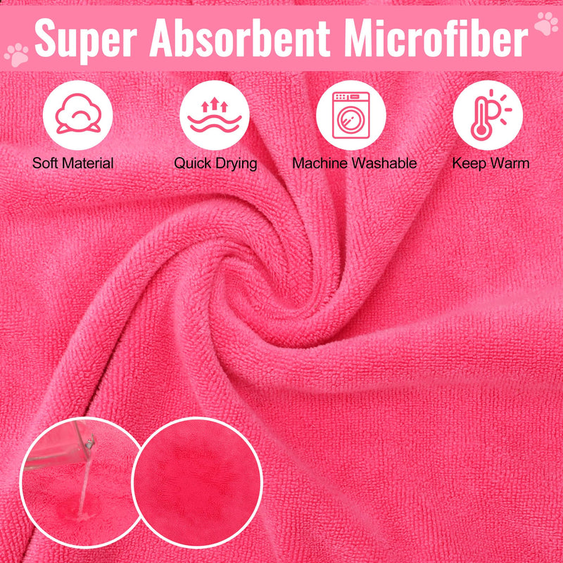 Dog Bathrobe Ultra Absorbent Microfibre Dog Drying Coat for Quick Drying, Soft Double Layer Robe Towel for Puppy & Adult Pets Cats Bathing, Swimming & Grooming XL Pink