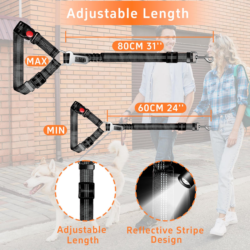 Dog Car Seat Belt for Car, 3 Piece Set Retractable Dog Car Harness Adjustable Reflective Dog Seatbelt for Vehicle Headrests, Dog Safety Restraint Seatbelt Heavy Duty& High Elastics, Black 01-2PCS Black - PawsPlanet Australia