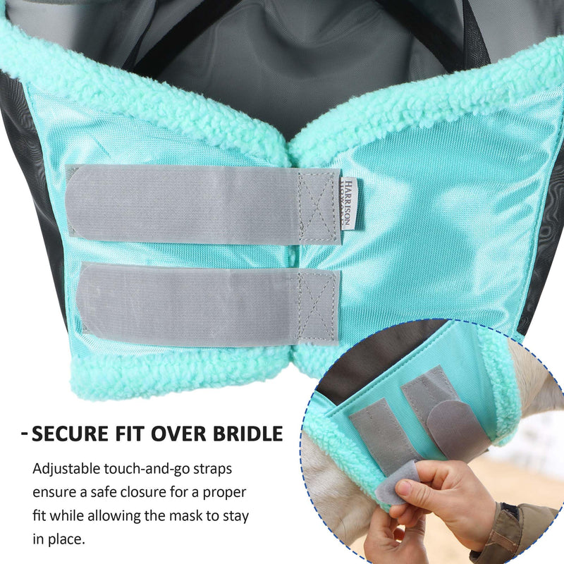 Harrison Howard Horse Fly Mask UV Protective Fine Mesh with Extra Wool Soft Touch on Skin Fly and UV Protection Summer Mint L - PawsPlanet Australia