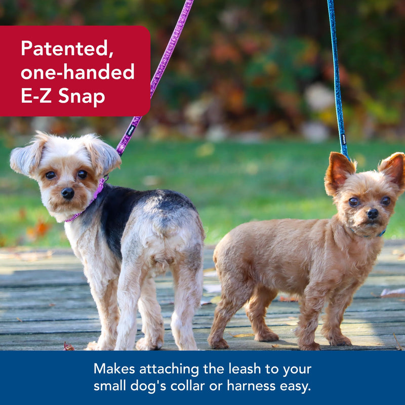 Coastal Pet Li'l Pals Dog Leash with Glitter Overlay - For Walking Small Pets - Ensures Comfortable Stroll - Lightweight Leash with One-Handed E-Z Snap - Orchid Sparkles, 3/8" x6' - PawsPlanet Australia