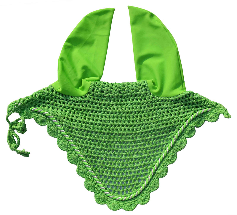 Elegant Horse Ear Bonnet, Fly Veil & Fly Mask – Superior Fly Protection with Style and Comfort for Every Ride (Lime Green, COB)