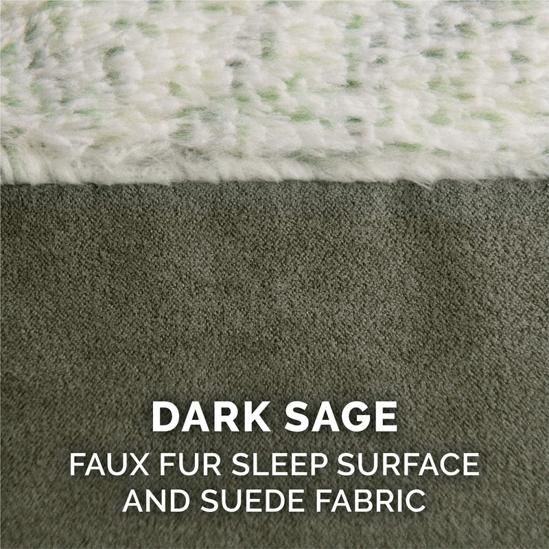 Furhaven Replacement Dog Bed Cover Two-Tone Faux Fur & Suede L Shaped Chaise, Machine Washable - Dark Sage, Jumbo (X-Large) - PawsPlanet Australia