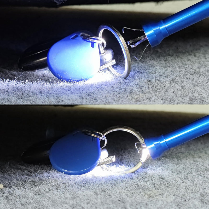 Flexible Claw Grabber Tool Claw Picker 24.4in, Bendable Hose Reacher Claw Pickup with LED Light, Long Handy Reaching Assist Tool for Litter Pick Home Sink Drain and Metal Small Items (Blue) Blue - PawsPlanet Australia