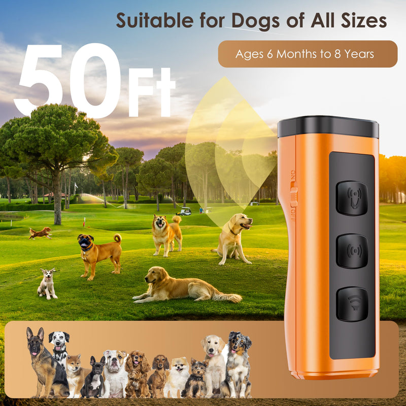 VUL Dog Bark Deterrent Devices 2 Pack,Anti Barking Device for Dogs(Own Or Neighbour'S Dog), Long Range Ultrasonic 50ft, Alternative to Painful Dog Training Collars and Bark Collars,Dogs Training Orange - PawsPlanet Australia