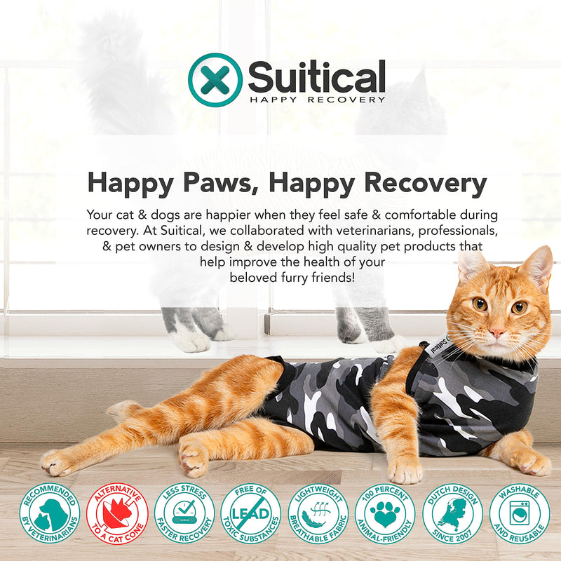 Cat Recovery Suit - Cat Recovery Suit for Spay, Neuter, Suture, Incision, & Skin Conditions - Breathable Fabric with Back Opening - XXS Cat Suit by Suitical, Tiger Print 2XS(13-16.5 in) - PawsPlanet Australia