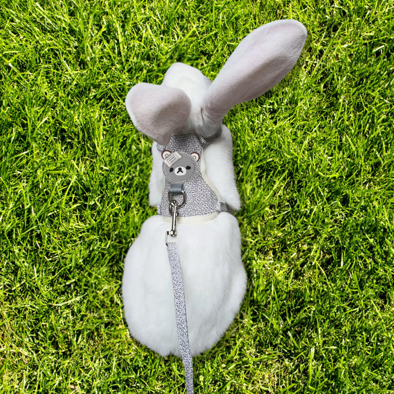 2-Pack Rabbit Harness and Leash Set – Adjustable Small Animal Vest Harness with Safety Buckle – Breathable & Lightweight – Ideal for Rabbits, Ferrets, Guinea Pigs, and Cats (Grey) Grey - PawsPlanet Australia