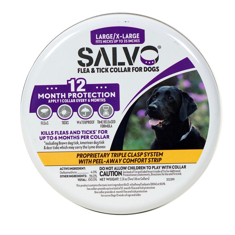 SALVO Flea and Tick Collar for Dogs - Pack of 2 for 12 Months of Protection - Flea and Tick Prevention for Dogs (Large) Large