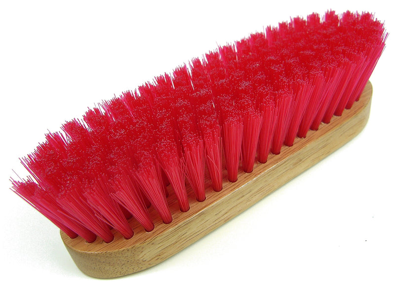 Intrepid International Bedford Horse Brush 9" - Nylon Bristles Brush with Wood Block for Horse Care and Horses Grooming Kit - Medium to Soft Bristles Red