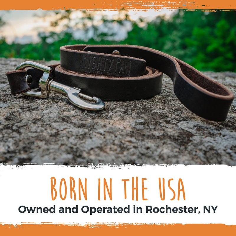 Mighty Paw Leather Dog Leash | 5 ft Leash Super Soft Distressed Real Genuine Leather- Premium Quality, Modern Stylish Lead. Perfect for Small, Medium and Large Pets Lite 1 - 30 lbs Brown - PawsPlanet Australia