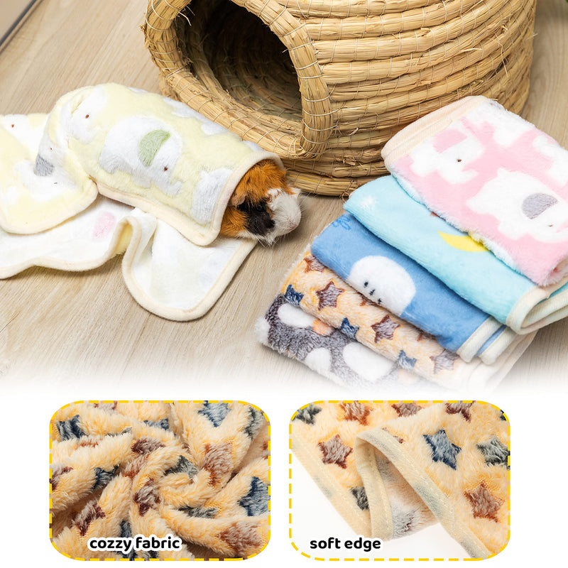 Guinea Pig Bedding Mat - 6 Pack Fleece Soft Warm Small Animal Blankets for Rat Rabbit Hamster Chinchilla Hedgehog Lizard - Washable Small Pet Cage Liners Sleep Mat Bedding Accessories - PawsPlanet Australia