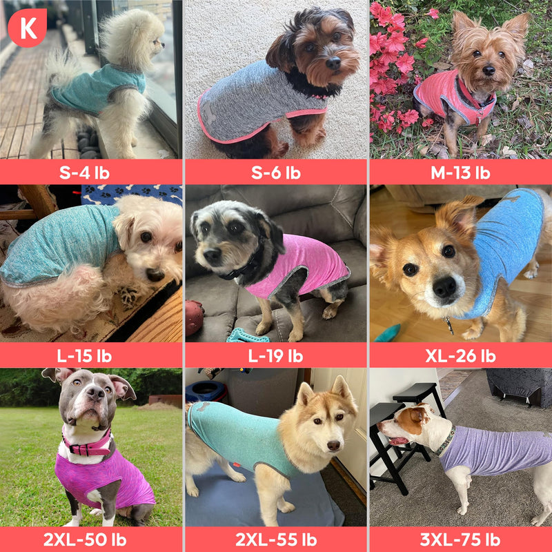 KYEESE 2Pack Dog Shirt, Lightweight Sun Protection Sleeveless Dog T Shirts for Small Medium Dogs Boy, Breathable Pet Reflective Tank Top Summer Dogs Clothes for Outdoor Walking, Grey+Light Blue, XL X-Large (18-30lbs) 3# 2Pack (Light Blue+Grey) - PawsPlanet Australia