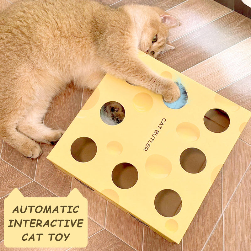 Cat Puzzle Toy, Interactive Cat Toys for Indoor Cats, Automatic Cat Toy Feather Rotation in 14 Holes Maze, Cat Feather Toy with Intelligent Sensing, New Upgrade Whack A Mole Kitten Game - PawsPlanet Australia