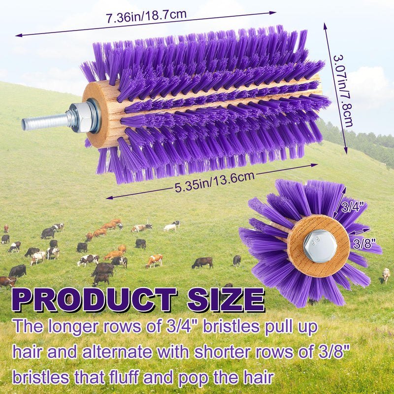 2 Pcs 5.35 inches Livestock Mini Drill Scratch Brush Purple Brush Grooming Kit Suitable for Cattle, Cows, Horses, Sheep and Pigs 5.35 Inch - PawsPlanet Australia