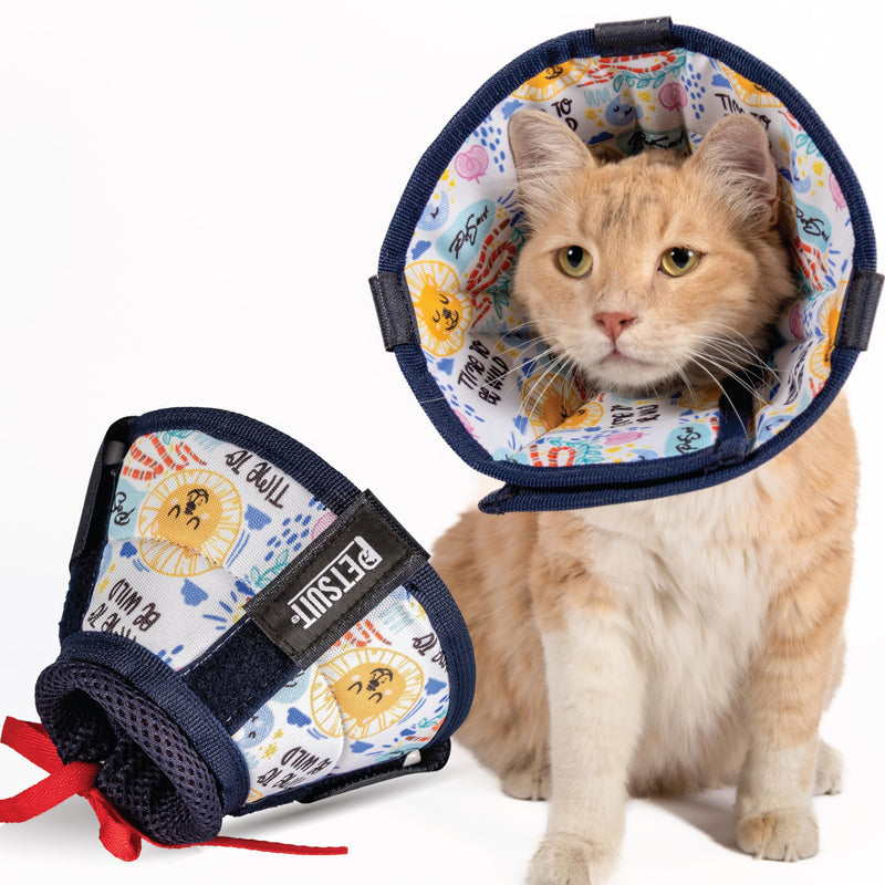 Cat Cone Collar – Colorful Cat Pattern - Lightweight Recovery Cone for Cats, Anti-Lick & Anti-Scratch, Vet Recommended, Elizabethan Collar (Colorful, XXS Long [Neck Girth: 7.5"-10.3"]) XXS Long [Neck Girth: 7.5"-10.3"]