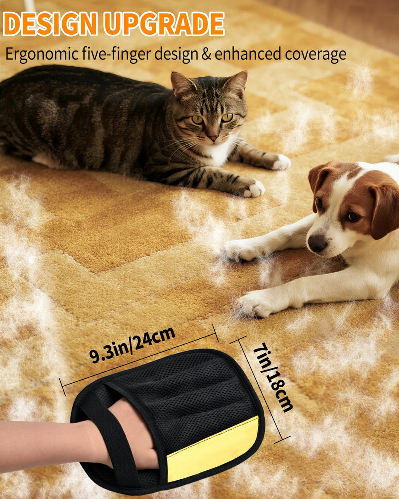 2-Pack Pet Hair Removal Gloves for Cats & Dogs, Upgraded Five-Finger Electrostatic Pet Hair Gloves, Reusable Pet Hair Remover Tool for Couch, Furniture, Clothing, Carpet, Car Seat Black-Type A - PawsPlanet Australia