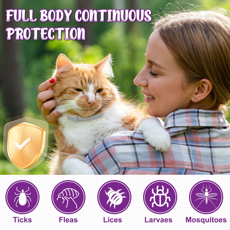 Flea & Tick Collar for Cats 4 Pack - 8 Months Long-Lasting Protection and Prevention, Cat Flea and Tick Collar, Adjustable - PawsPlanet Australia