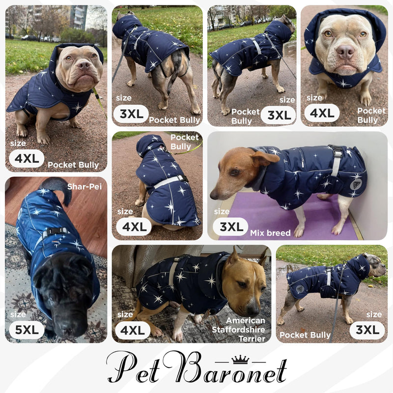 Winter Dog Vest for Medium Large Dogs 4XL – Lined Dog Coat with Quick Fastex Buckle, High Stand Collar with Collared Snood, Elastic Waist, Leash & Harness Opening (Chest 25.59–29.52”, Length 19.68”) 4XL: Chest 25.59-29.52'', Length 19.68''