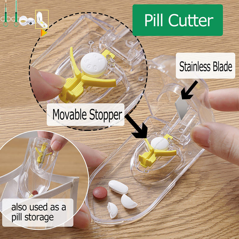 Medicine Feeder for Pets,Piller,Pill Cutter,Pill Crusher for Cats and Dogs,4in1 Set,Feeding Pills Water and Milk,Plastics,Reusable (Piller+Grinder+Cutter, Green) Piller+Grinder+Cutter