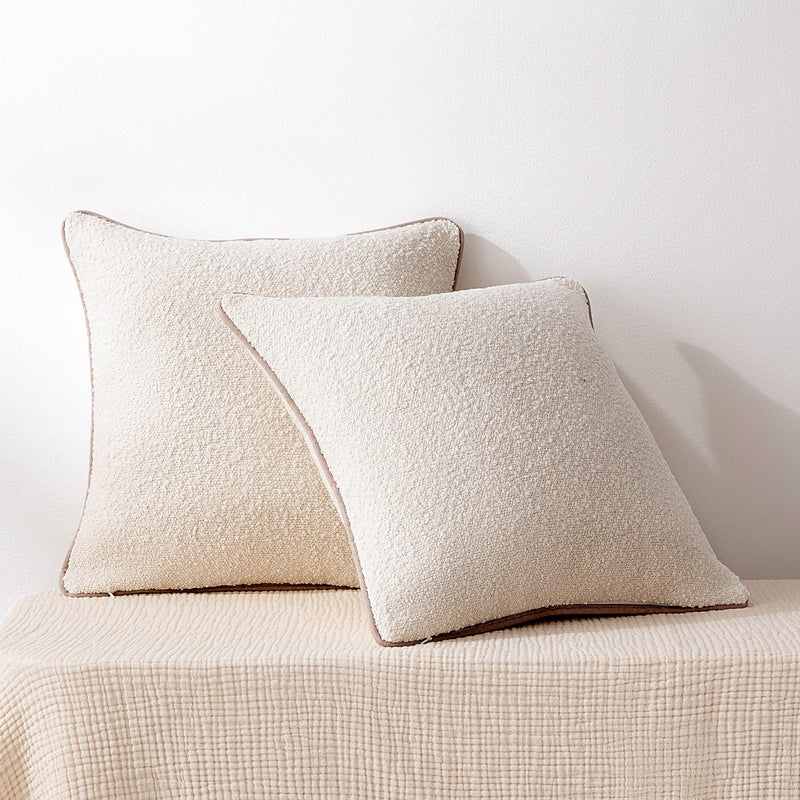 Amazon Basics Boucle Throw Pillow Covers for Couch, Living Room, Home Decor with Hidden Zipper, White, 24×24in, Pack of 2 24" x 24" (Pack of 2)