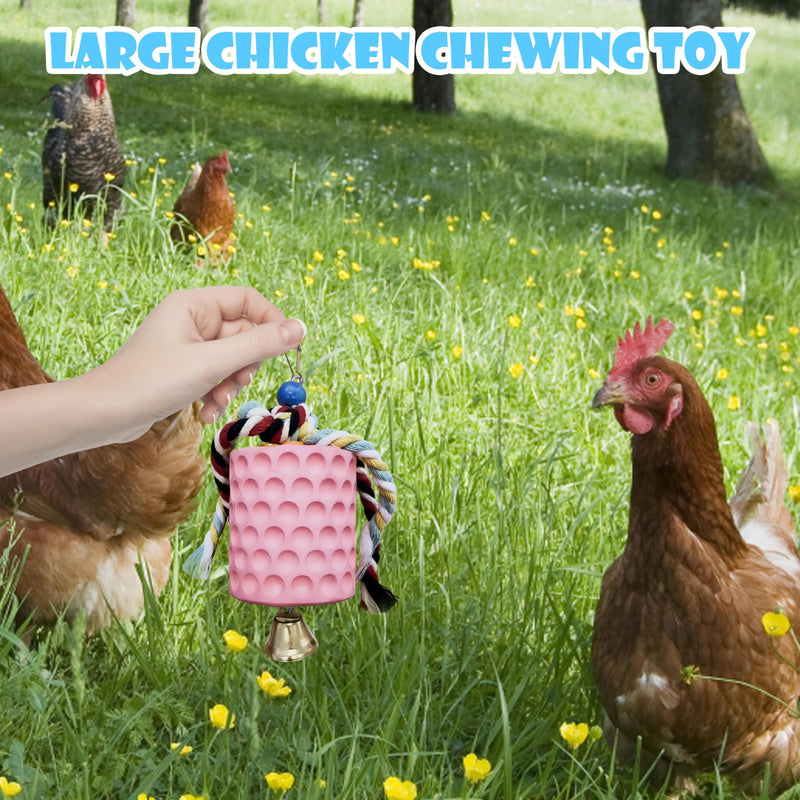 Chicken Toys,Bird Beak Grinding Stone,Chicken Coop Accessories,Chew Treats Toy with Bell for Chicken, Hens, Turkeys,Ducks,Birds,Poultry(Pink) PINK - PawsPlanet Australia